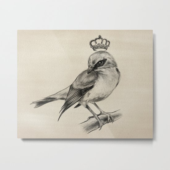 Bird Drawing | Nursery | Baby Room | Nature Art Metal Print
