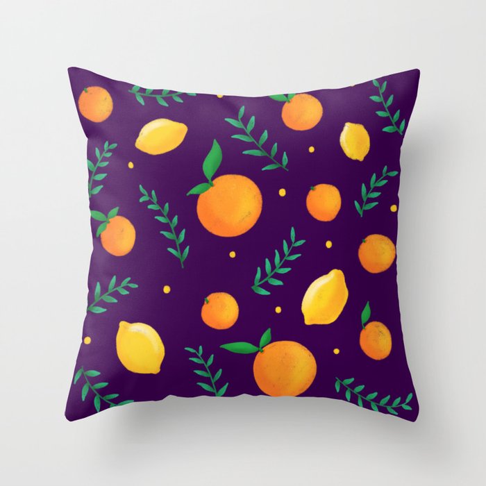 orange and lemons Throw Pillow