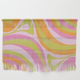 New Groove Trippy Retro 60s 70s Colorful Swirl Abstract Pattern Pink Orange Lime Wall Hanging