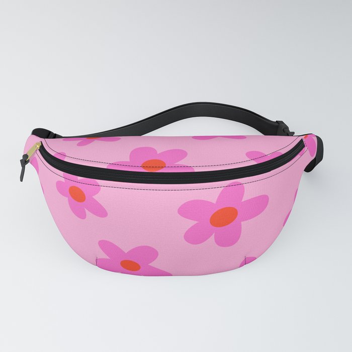 pink 70s floral, flower power print Fanny Pack