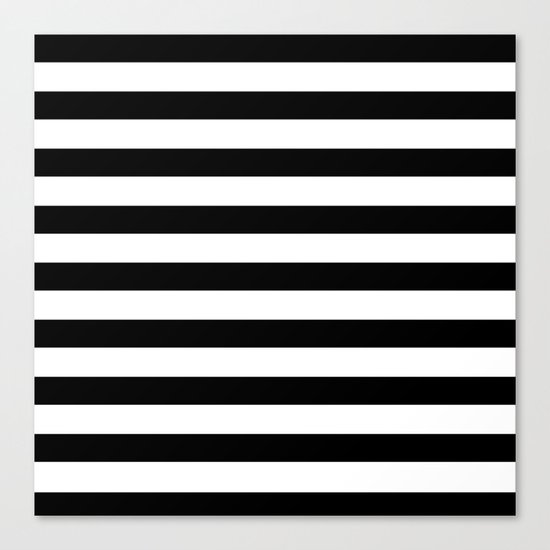 Midnight Black and White Stripes Canvas Print