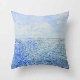 Sparkling Moment Medium Coastal Watercolor Painting Throw Pillow
