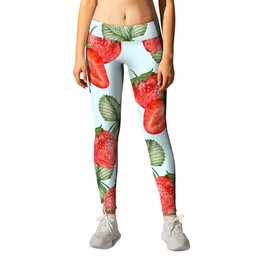 Trendy Summer Pattern with Strawberries Leggings