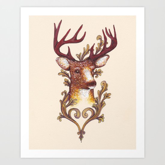 Stag Illustration 1/6 Art Print