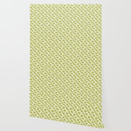 Two Kisses Collided Olive Green Lips Pattern On White Background Wallpaper