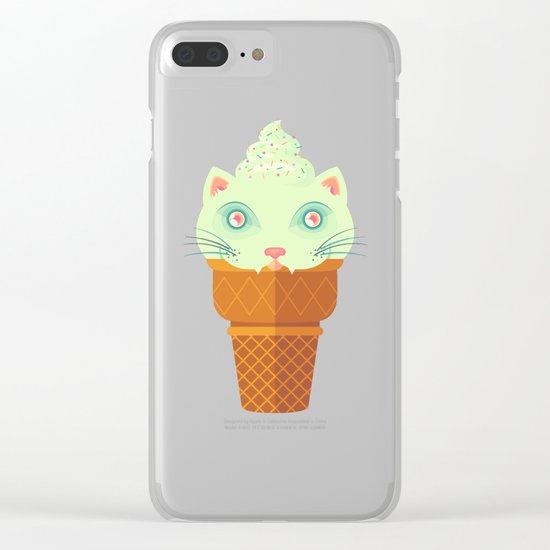 Strawberry-Mint Cat Clear iPhone Case