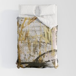 Armor [9]:a bright, interesting abstract piece in gold, pink, black and white Duvet Cover