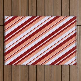 [ Thumbnail: Lavender, Maroon, and Dark Salmon Colored Striped/Lined Pattern Outdoor Rug ]