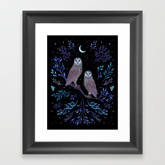 Owls in the Moonlight Framed Art Print