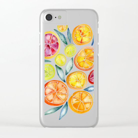 Sliced Citrus Watercolor Clear iPhone Case