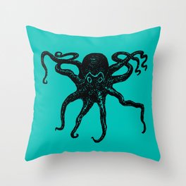 From the Deep Aqua - Octopus by Seasons Kaz Sparks Throw Pillow