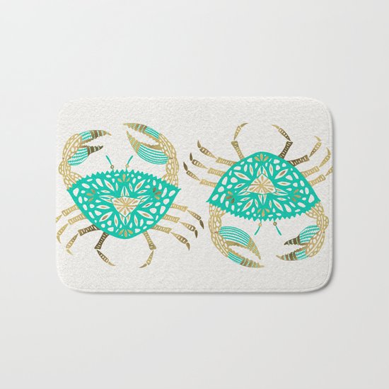 Crab – Turquoise & Gold Bath Mat
