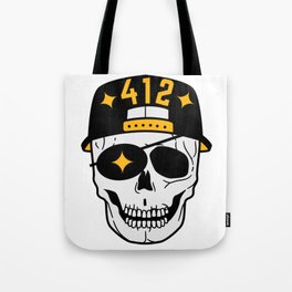 Pittsburgh 412 Skull Baseball Cap Steel City Sports Football Fan Tote Bag