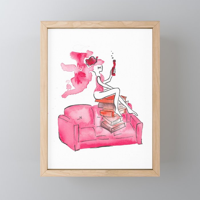 Pink Couch Framed Mini Art Print