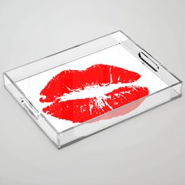 Red Sexy Lips Kiss Print Clipart Illustration Acrylic Tray