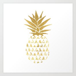 white & gold pineapple Art Print
