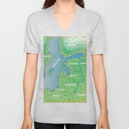 Map of the Baltic nations. V Neck T Shirt