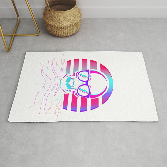 Synth Pop 80s 90s Aesthetic Skull Retro Vaporwave Design Print Rug By Dc Designstudio Society6