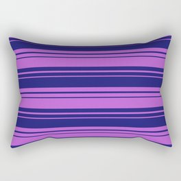 [ Thumbnail: Midnight Blue & Orchid Colored Lined/Striped Pattern Rectangular Pillow ]