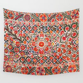 Bokhara Suzani  Antique Uzbekistan Floral Rug Print Wall Tapestry
