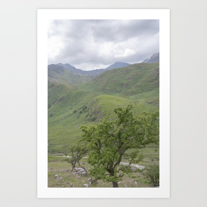 Green Snowdonia mountains art print - Wales landscape nature and travelphotography Art Print