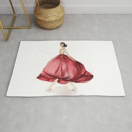 Red Fashion Watercolor Model Rug