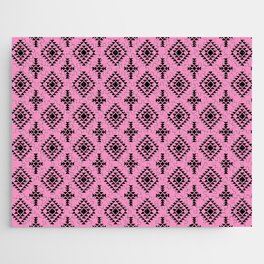Pink and Black Native American Tribal Pattern Jigsaw Puzzle