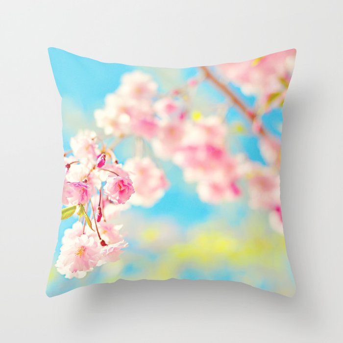 Spring Cherry Blossom Throw Pillow