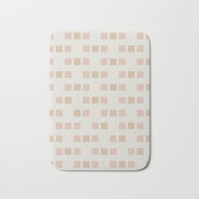 Cubed - Soft Minimalist Geometric Pattern in Pale Blush and Sand  Bath Mat