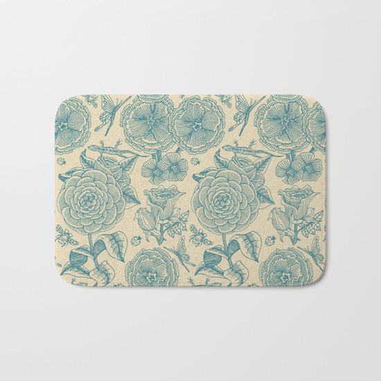 Garden Bliss - in teal & cream Bath Mat
