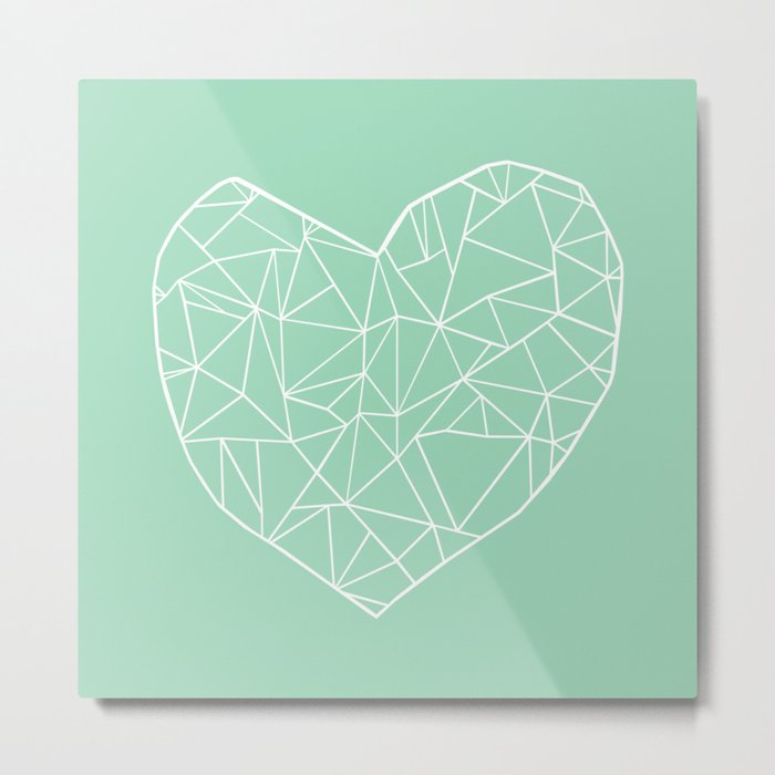 Abstract Heart Mint Metal Print