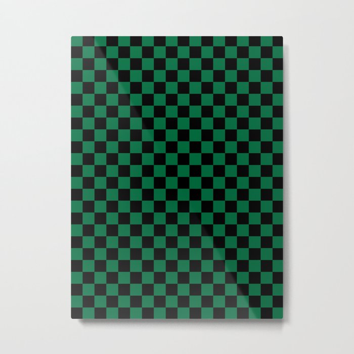 Black and Cadmium Green Checkerboard Metal Print