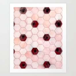 Pink Paris Bistro Tiles Art Print
