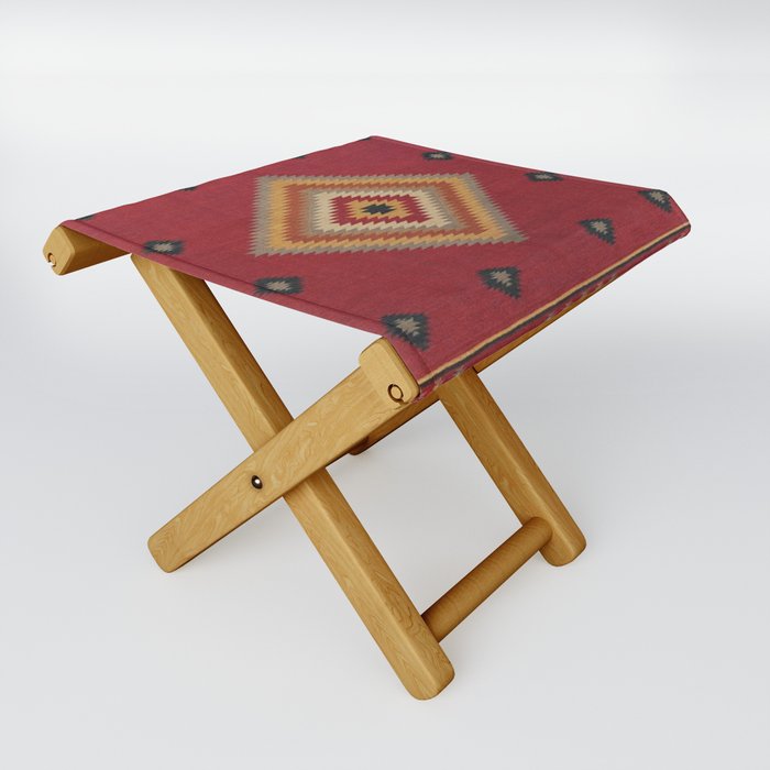 N14 - Red Anthropologie Oriental Moroccan Traditional Artwork. Folding Stool