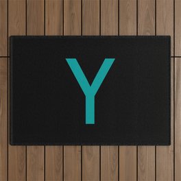 LETTER Y (TEAL-BLACK) Outdoor Rug