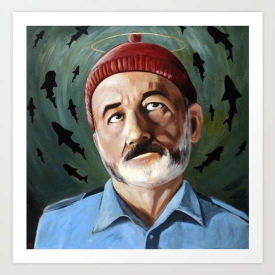 Steve Zissou - Patron Saint of Killing Sharks - Wes Anderson, Bill Murray Art Print