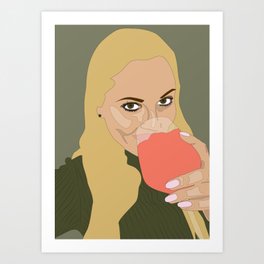 Blonde Girl Drinking Wine 2 Art Print