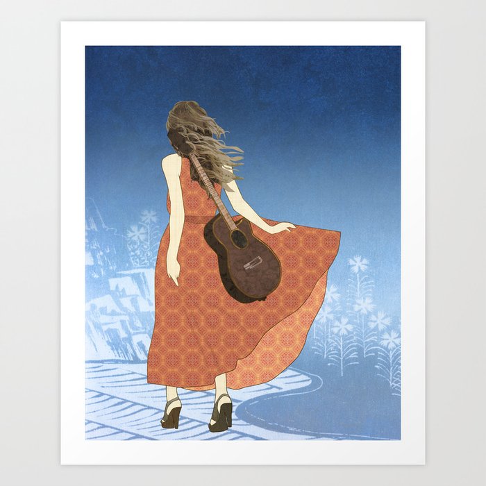 Guitar Girl Art Print