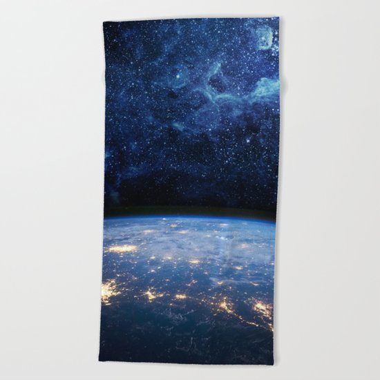 Earth and Galaxy Beach Towel