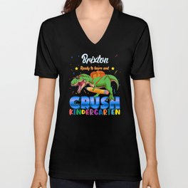 Brixton Name, I'm Ready To Crush Kindergarten Dinosaur Back To School V Neck T Shirt