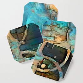 Modern abstract digital multicolor surface artwork 917 Coaster