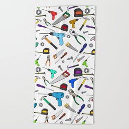 Fun Cartoon Tools Hardware Illustration Pattern Beach Towel