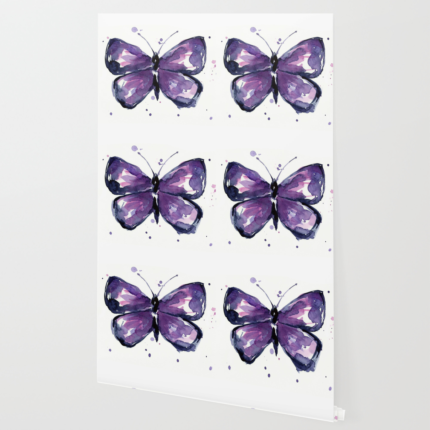 Purple Butterfly Watercolor Abstract Animal Art Wallpaper By Olechka Society6