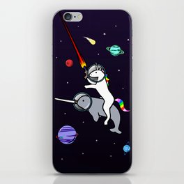 Unicorn Riding Narwhal In Space iPhone Skin