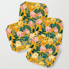 Vintage & Shabby Chic - Summery Yellow Sunny Botanical Rose Garden Coaster