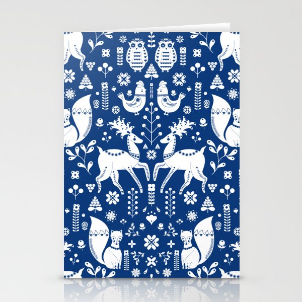 Whimsical Scandinavian Folk Art With Cute Forest Animals Stationery Cards