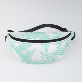 Mint Blue Silhouette Fern Leaves Pattern Fanny Pack