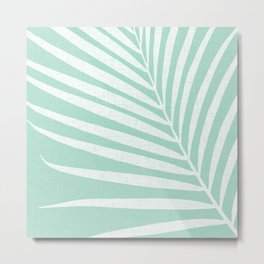 Minimalist Palm Leaf - Mint Green Metal Print | Mint, Minimal, Coastal, Palm, Tree, Pastel, Graphicdesign, White, Plant, Shape 