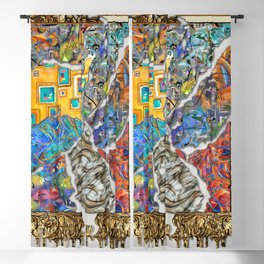 Fractured Frame Abstract Paintings 3D  Blackout Curtain