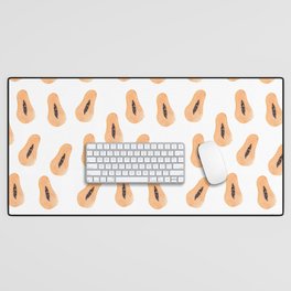 Sun Sliced Papaya's (white) Desk Mat